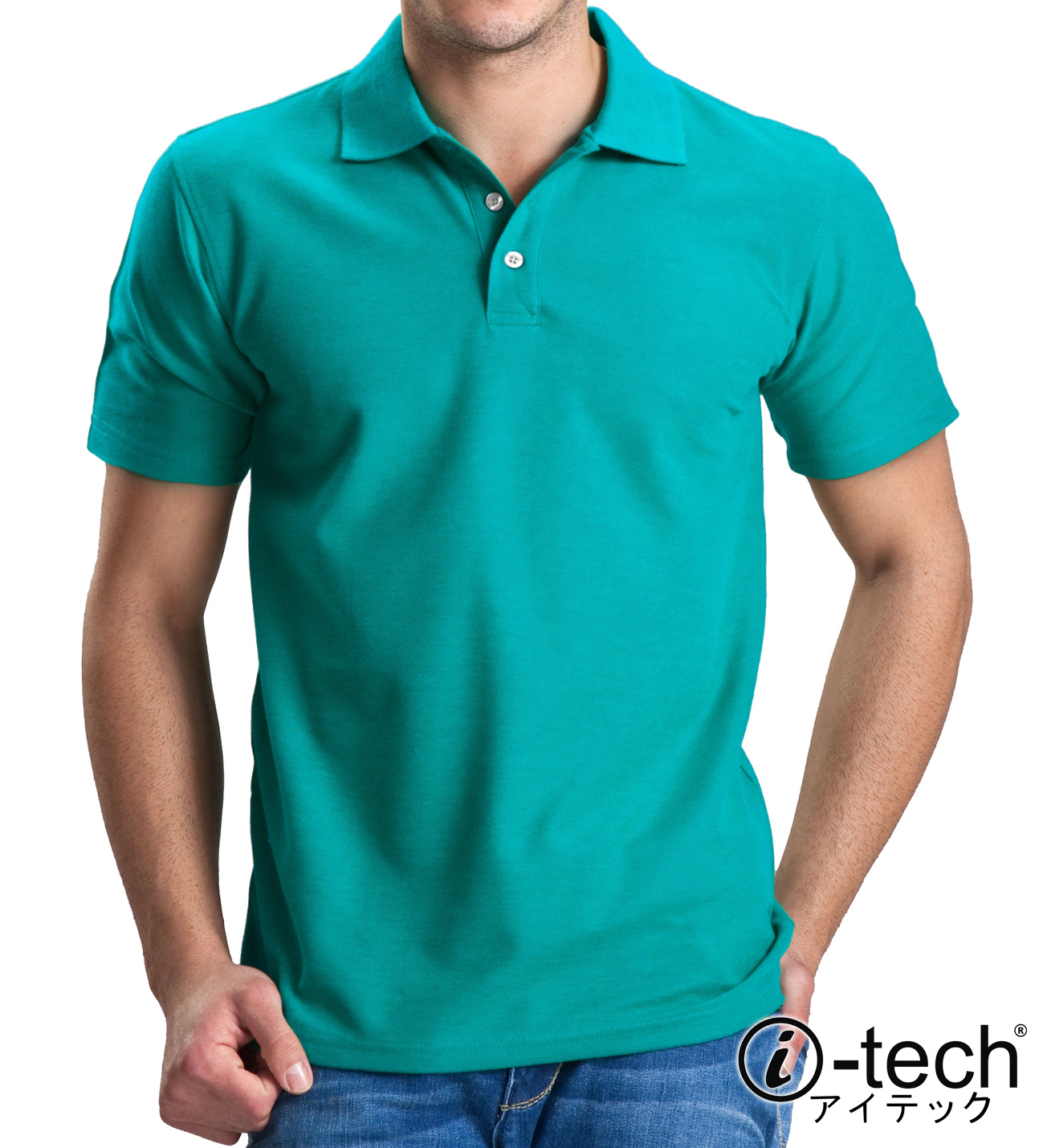 teal color polo shirt