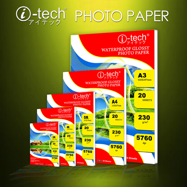 i-Tech Glossy Photo Paper 3R 89x127mm 230GSM Proffessional color paper ...